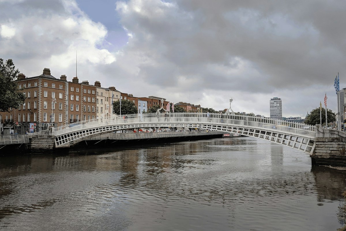 The Ha'penny Bridge over the River Liffey, Dublin