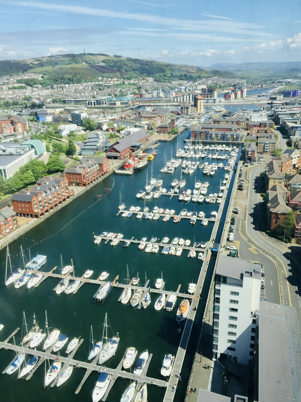 Swansea Marina seen from the Meridian Tower